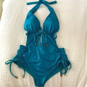 Vitamin A Brena Halter Plunge One Piece Swimsuit. Size small.